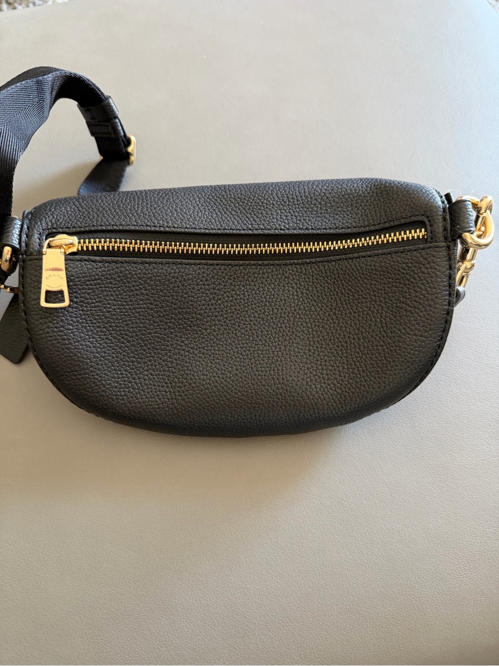 Coach Black Pebbled Leather Crossbody Belt Bag with Gold Hardware - Picture 3 of 3